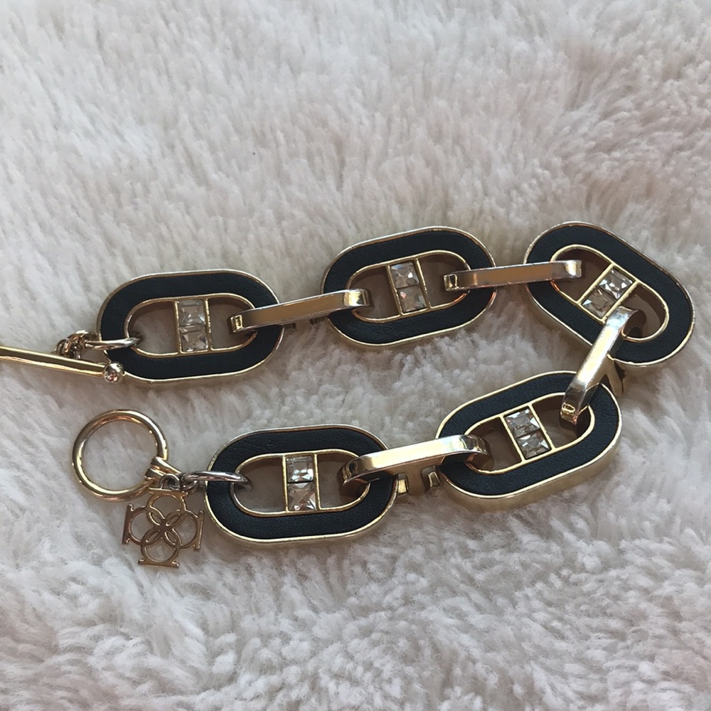 ANN TAYLOR LEATHER & GOLD CHUNKY LINK BRACELET